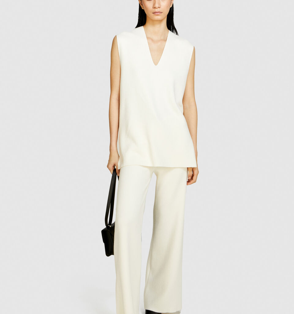 Knit vests - women's vests and sleeveless jackets - Creamy White | Sisley image number 1